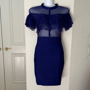 WOW Couture Navy Blue Lace Dress
